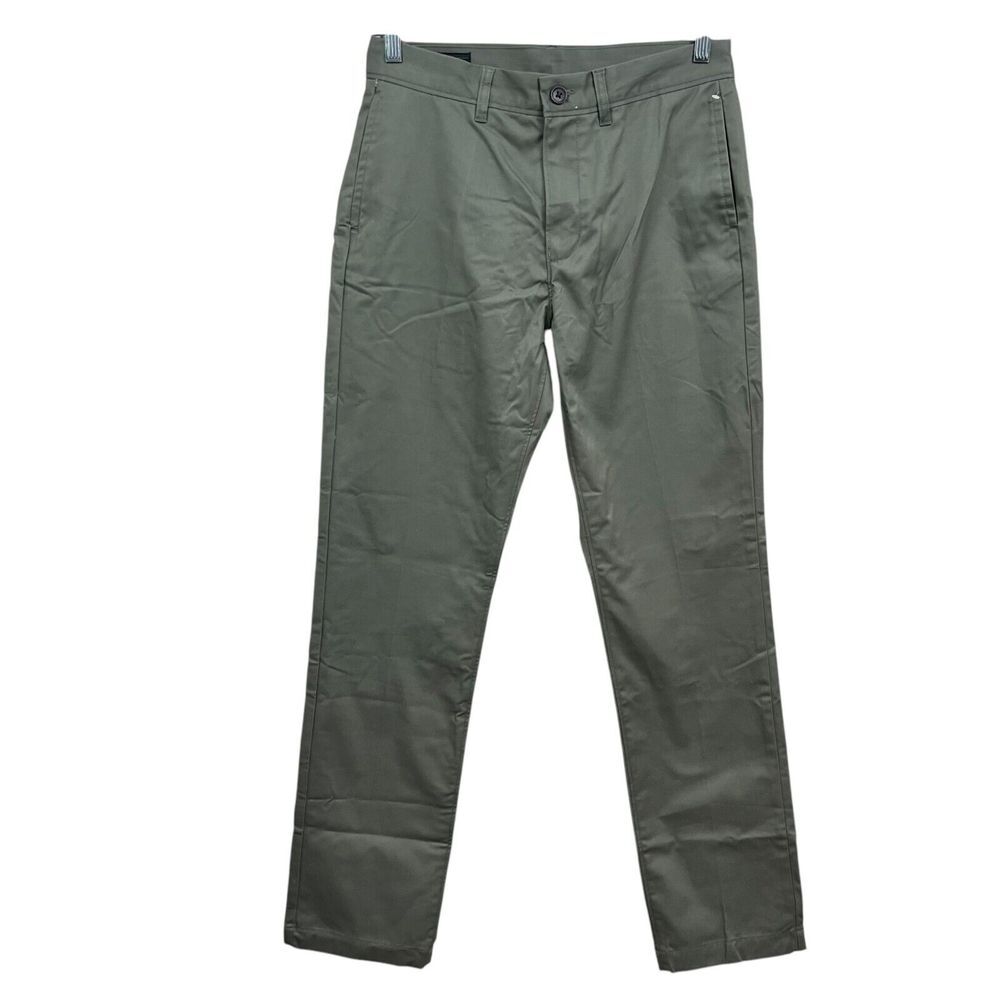 14th & Union Mens Chino Pants Slim Straight Leg Slash Pockets Zip Green Sz W31*